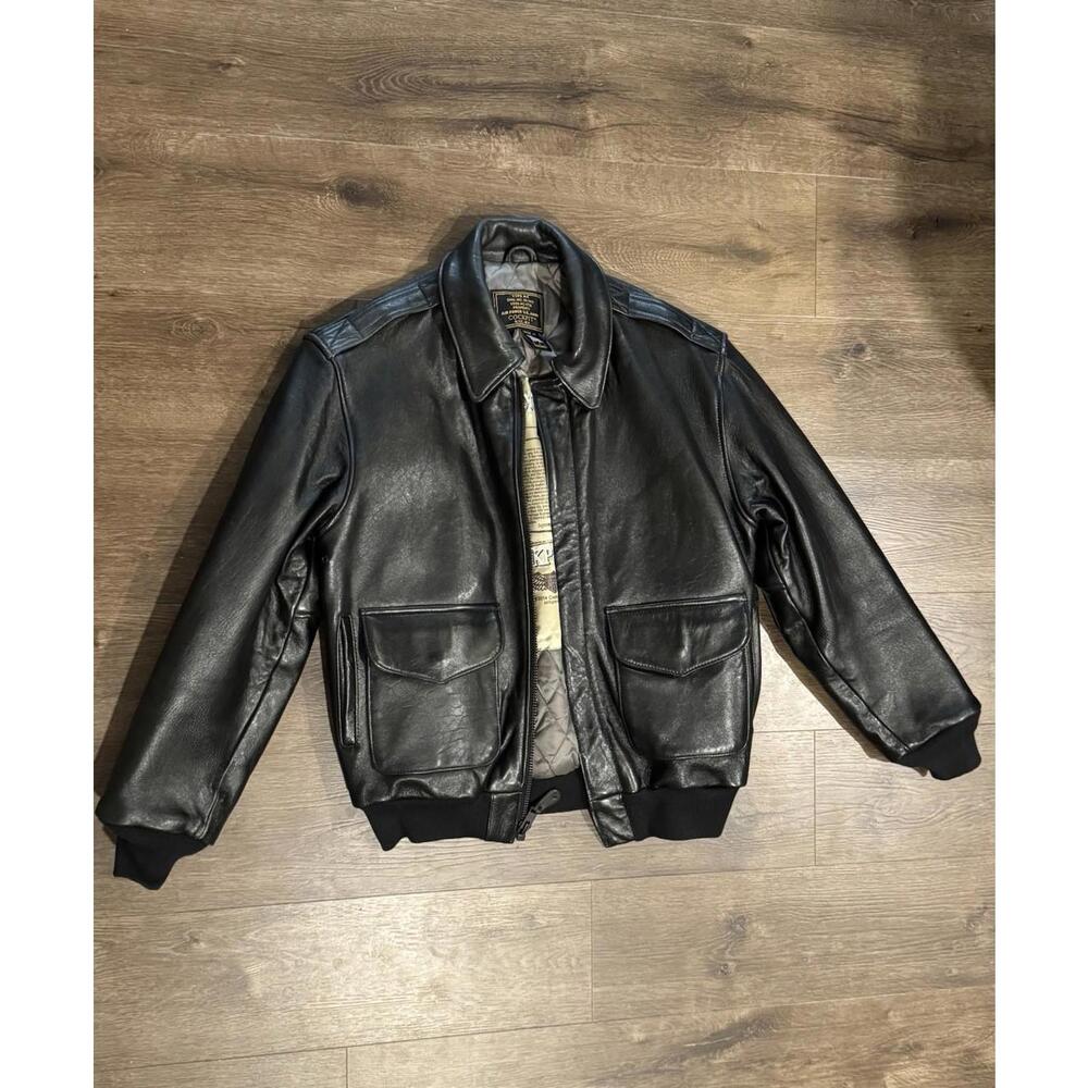 COCKPIT USA Type A-2 Air Force US Army DWG 30-1415 D Brown Leather Jacket Mens S